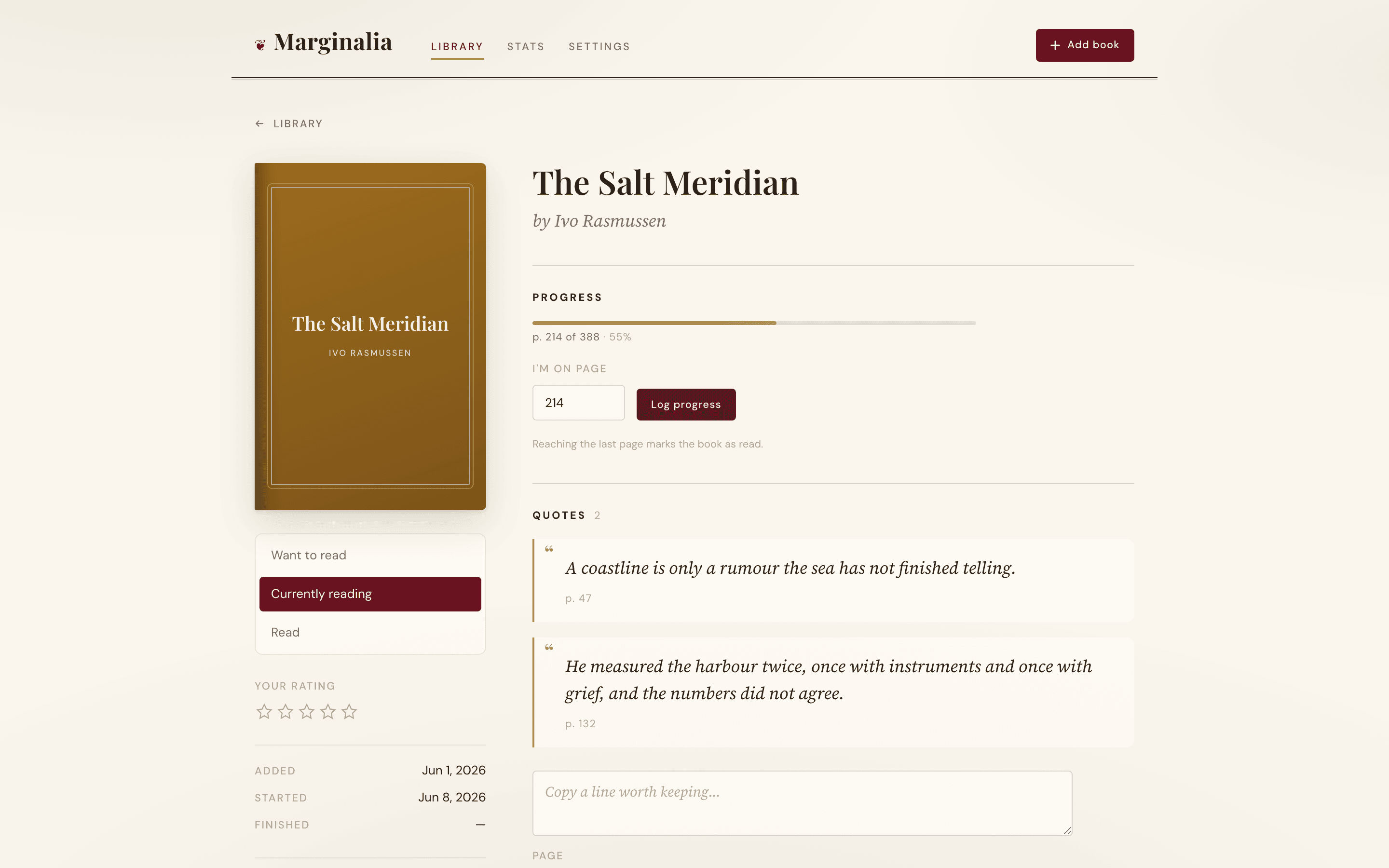 Marginalia — Book · Progress & quotes