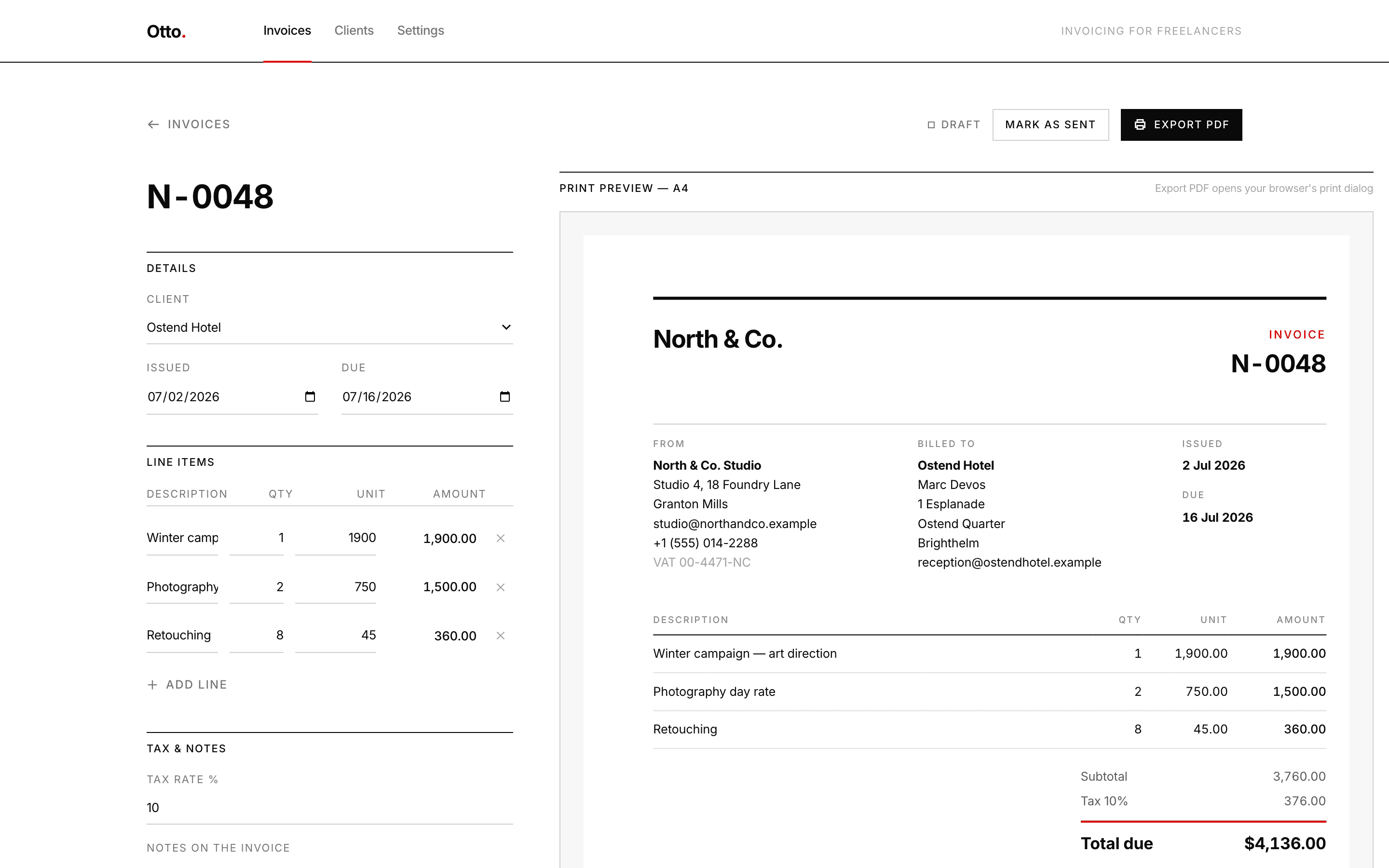 Otto — An invoice worth printing.