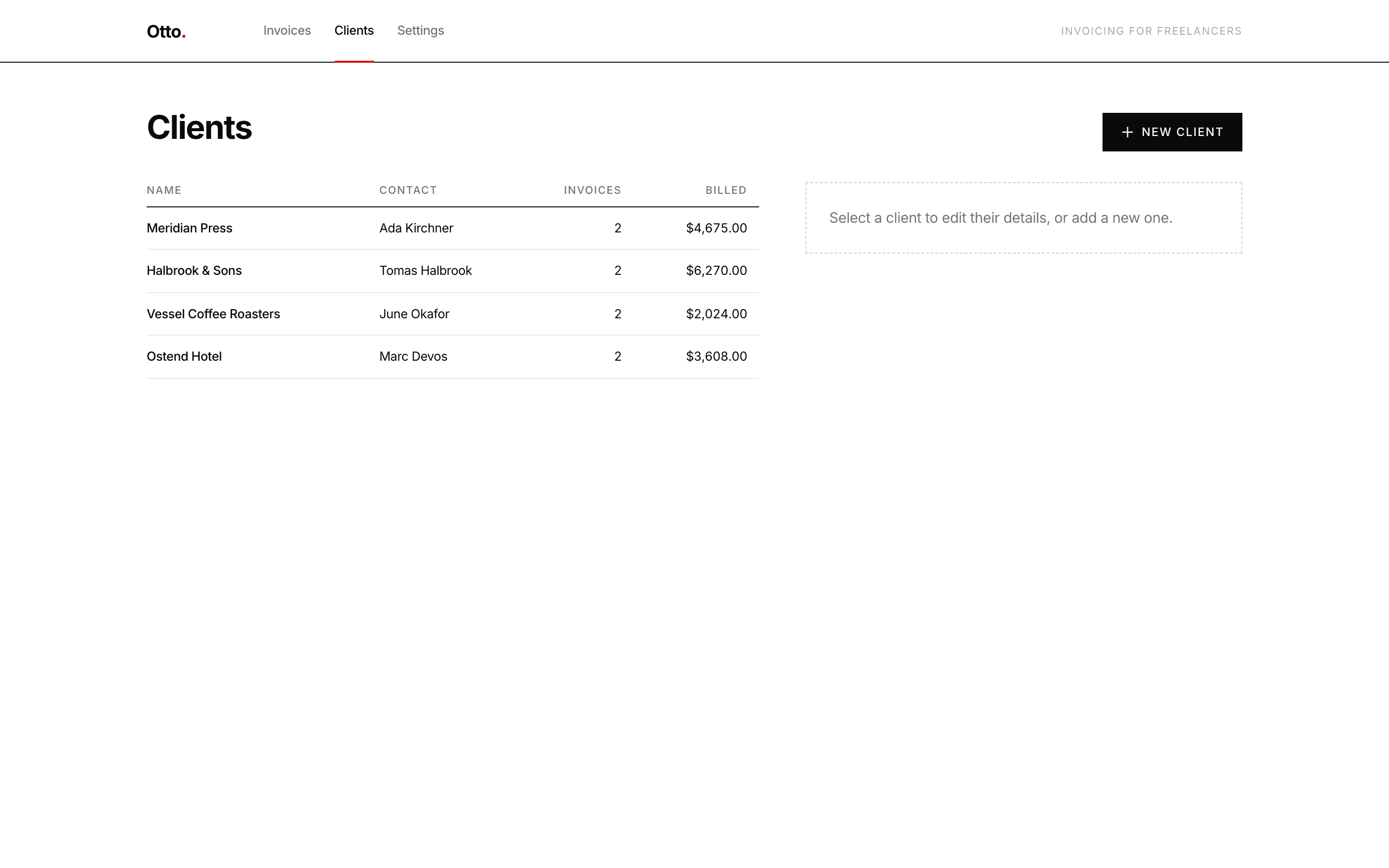 Otto — Clients · The client book