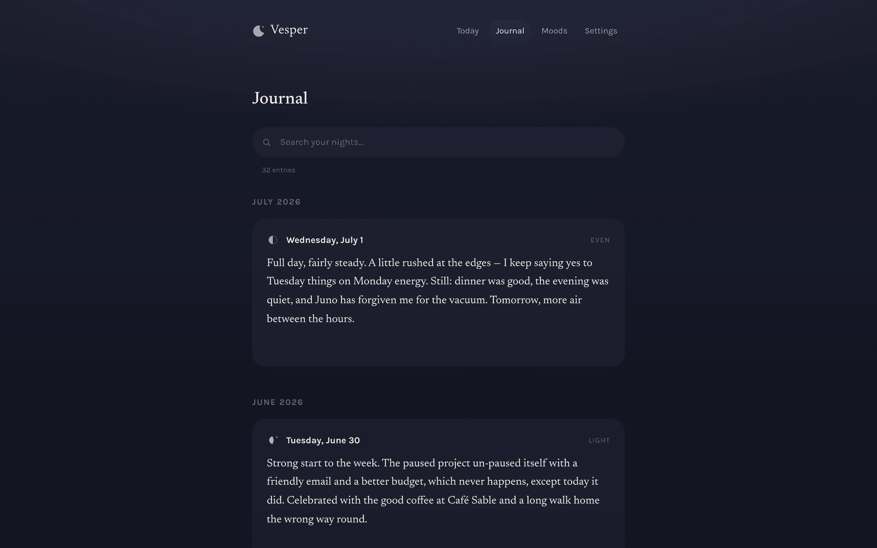 Vesper — Journal · The archive